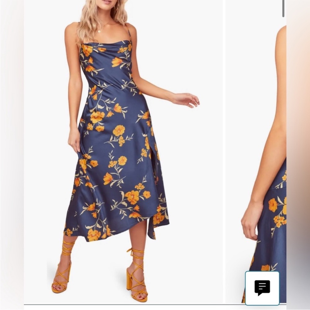 ASTR Gaia midi dress, blue and orange